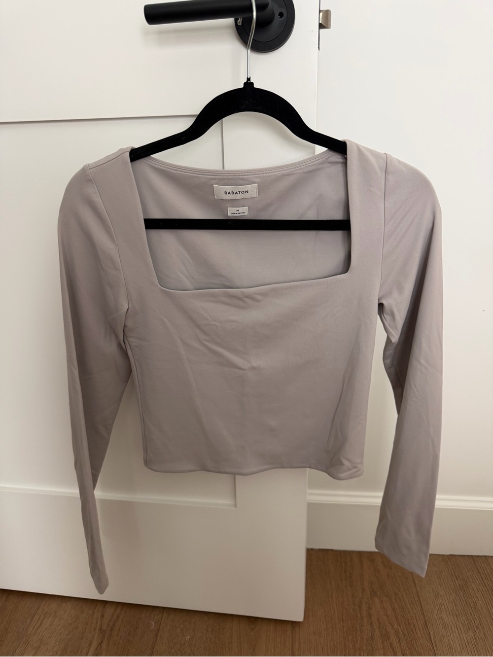 Babaton Square-Neck Long Sleeve Top in Light Taupe
